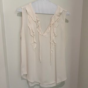 Loft small cream sleeveless blouse